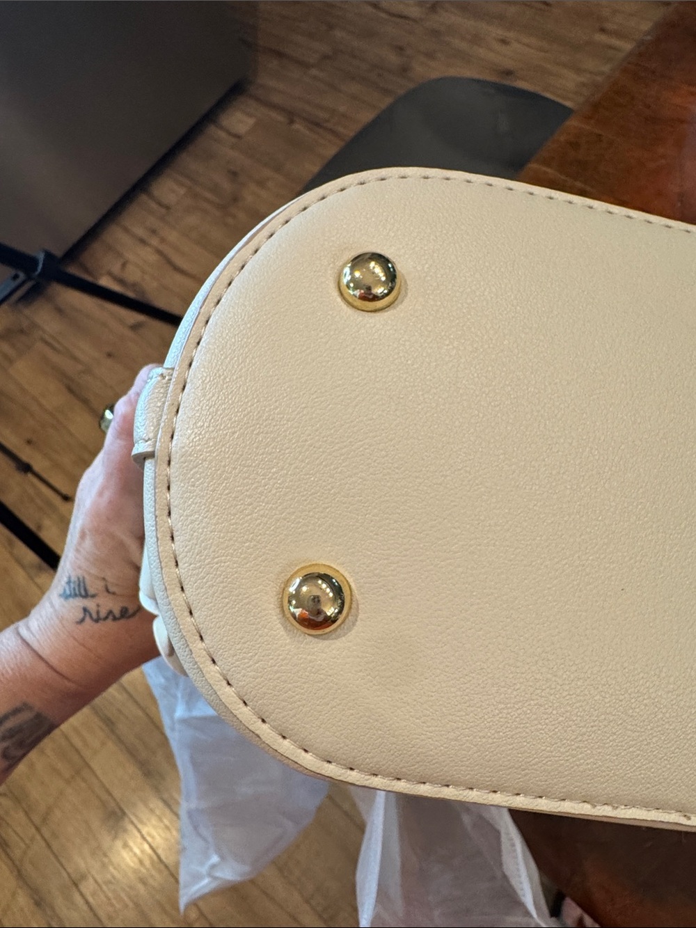 Nanette Lepore Cream Shoulder Bag with Gold Accents - Picture 11 of 12